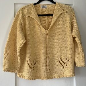 VINTAGE pastel yellow cardigan sweater from Thailand